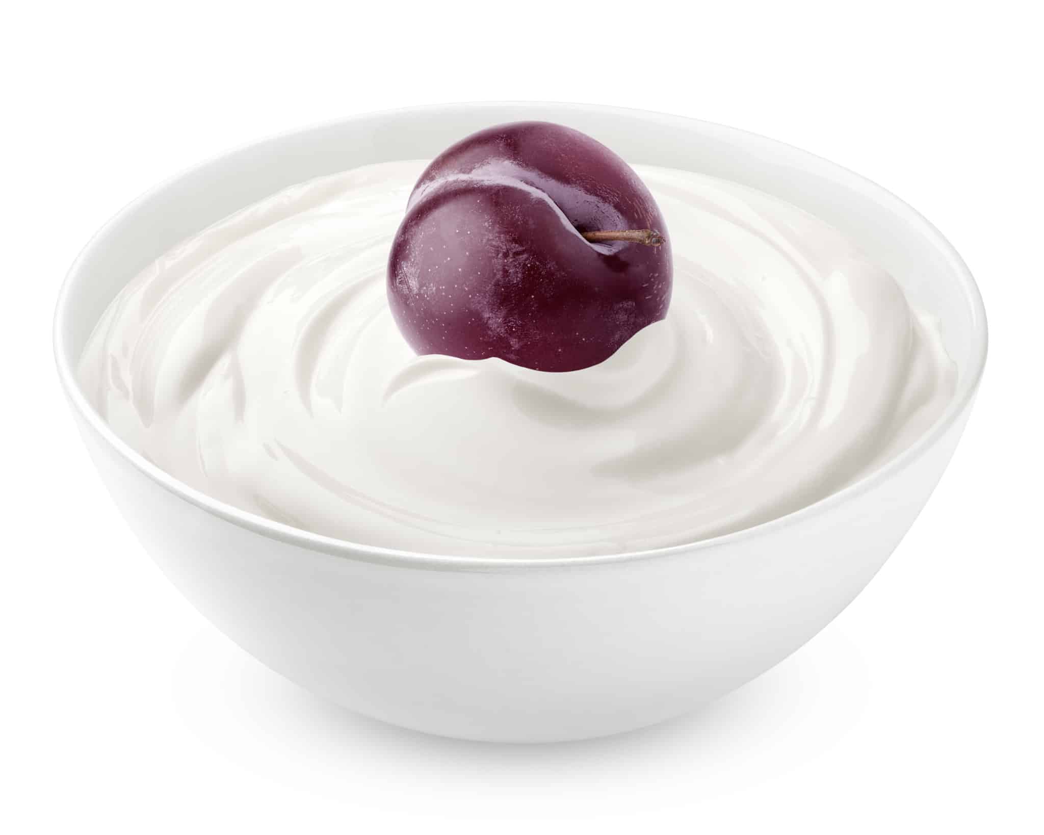 Crème glacée Yaourt fermier et coulis de prunes