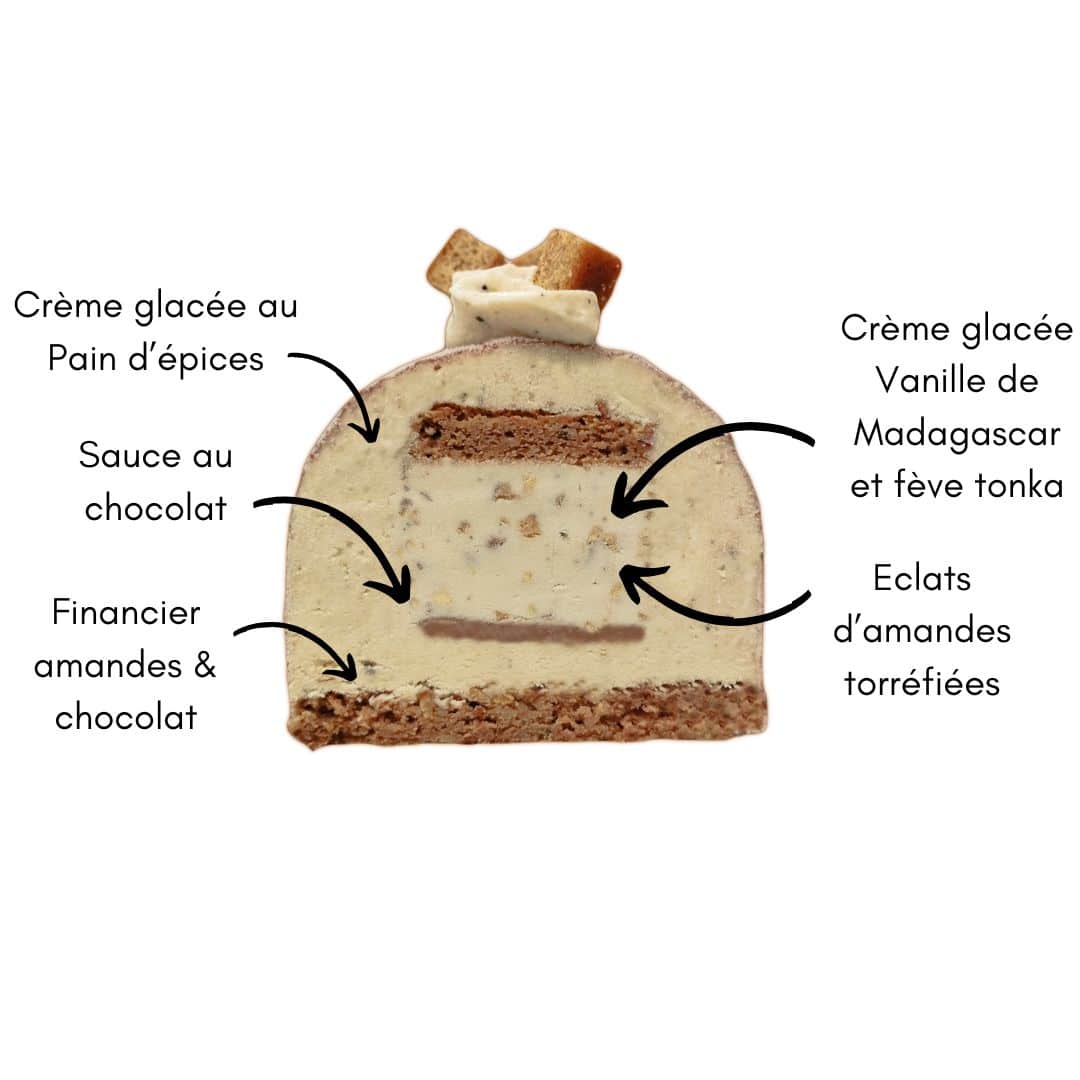 composition buche glacée pain d'épices vanille buche glacée artisanale pain d'épices vanille et amandes