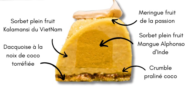 composition buche glacée kalamansi et mangue